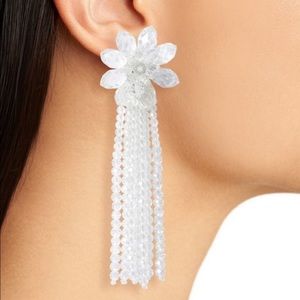 Kate Spade Crystal Flower Tassel Earrings